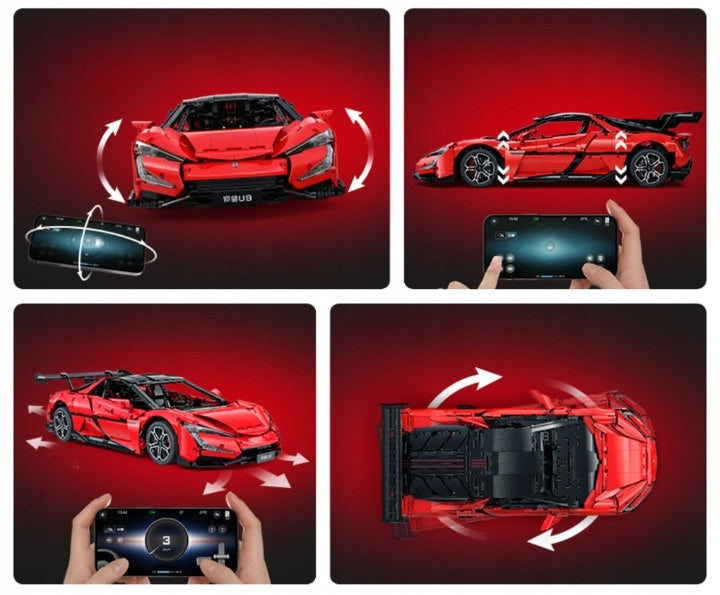 Konstrukcinės detalės CaDA YANGWANG U9 BYD 1:8 Nuotoliniu būdu valdomas rinkinys 3671 elementų Šokantis