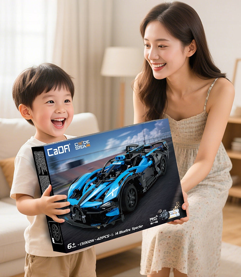 Konstrukciniai blokeliai CADA Rinkinys BLUEFIRE SPECTER 1:14 RC automobilių su nuotolinio valdymo pultu 421E