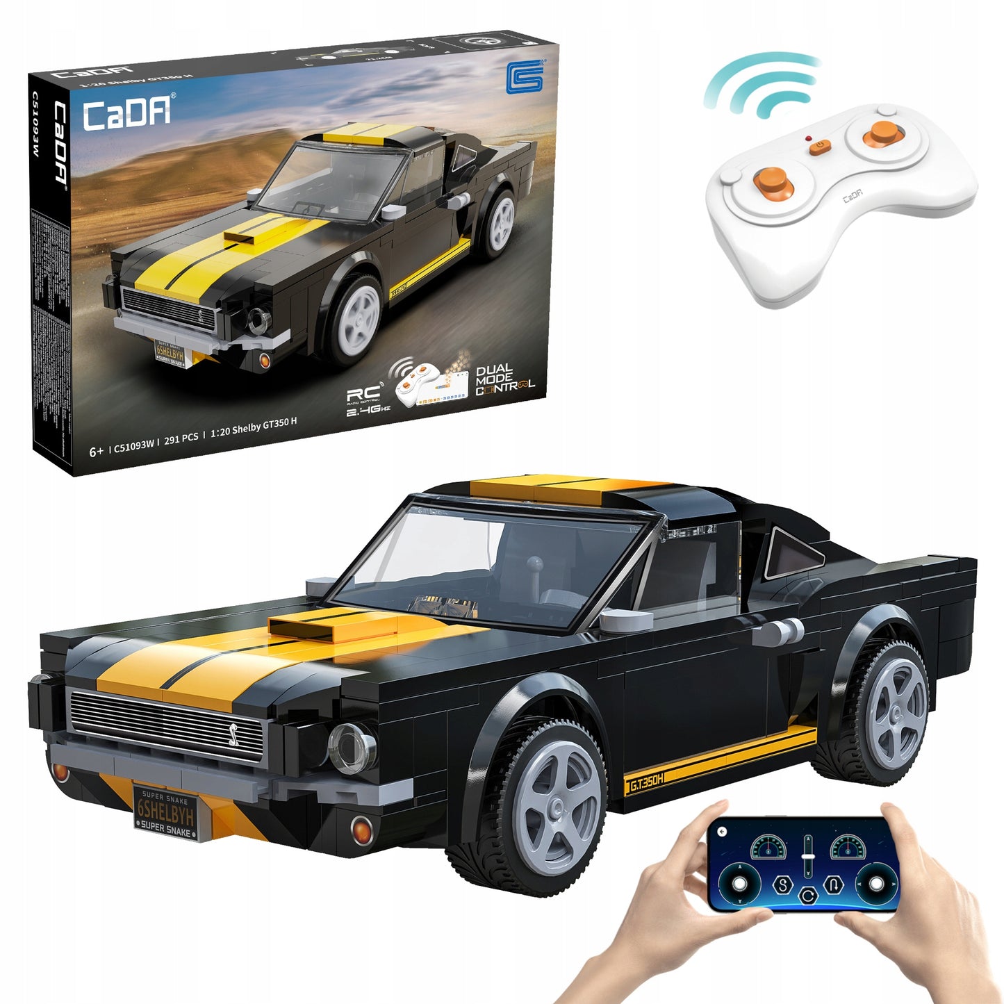 Statybiniai blokeliai CADA rinkinys FORD MUSTANG SHELBY GT 350H nuotoliniu būdu valdomas, 291 elementas