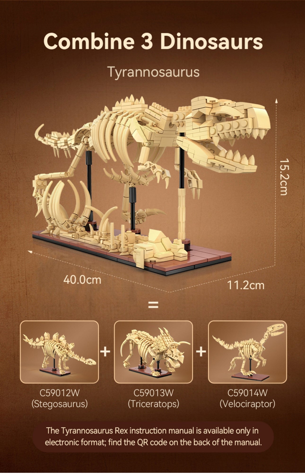 Statybinės kaladėlės CaDA rinkinys - Stegozauras Skeletas, Dinozaurų Fosilijos Modelis 297