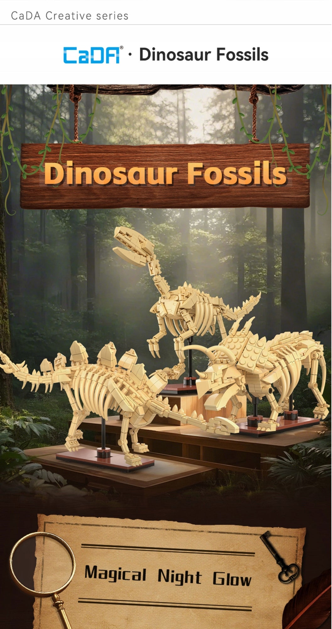 Statybinės kaladėlės CaDA rinkinys - Stegozauras Skeletas, Dinozaurų Fosilijos Modelis 297