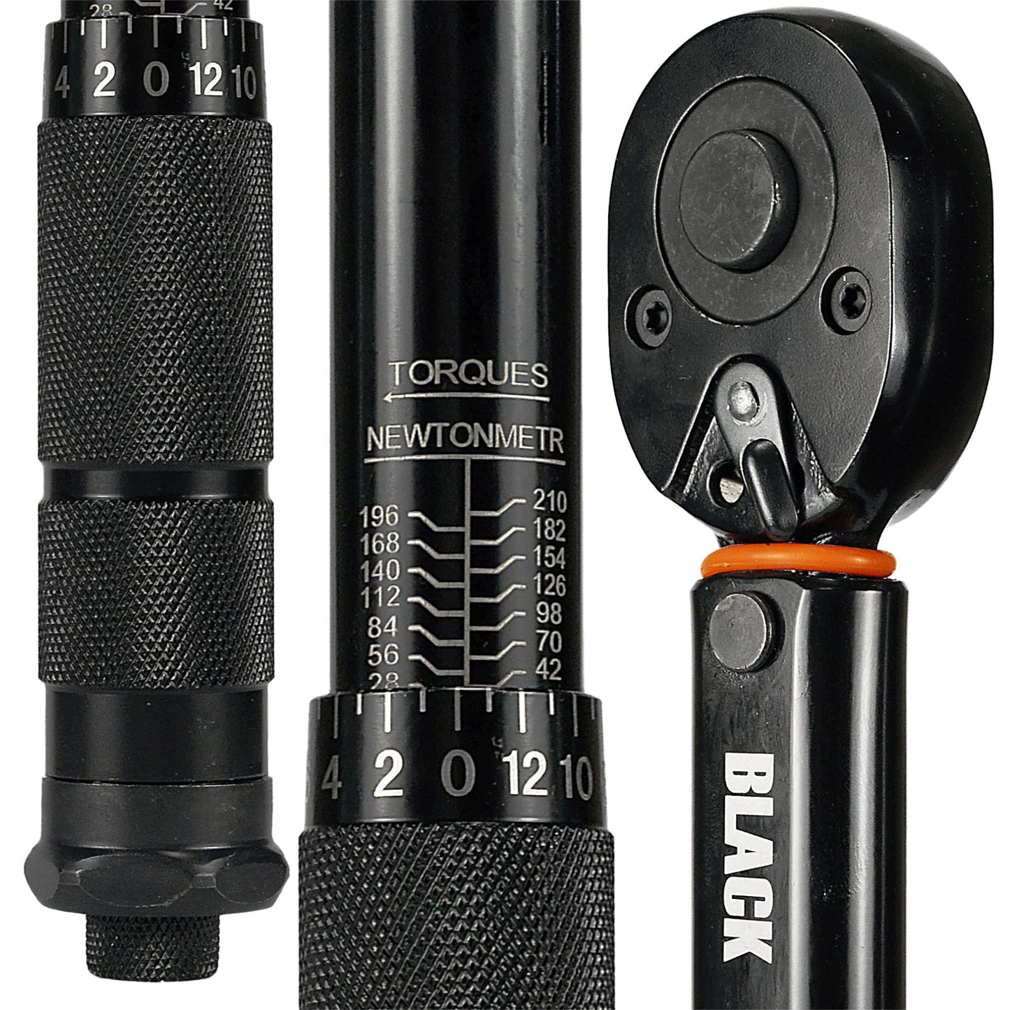 Sukimo momento raktas 1/2" 28-210 Nm CrMo & CrV ratams 460 mm BLACK