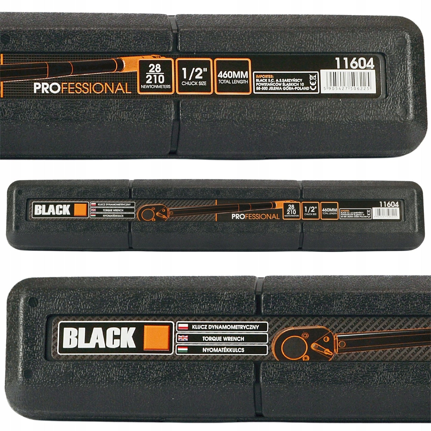Sukimo momento raktas 1/2" 28-210 Nm CrMo & CrV ratams 460 mm BLACK