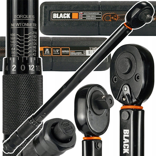 Sukimo momento raktas 1/2" 28-210 Nm CrMo & CrV ratams 460 mm BLACK