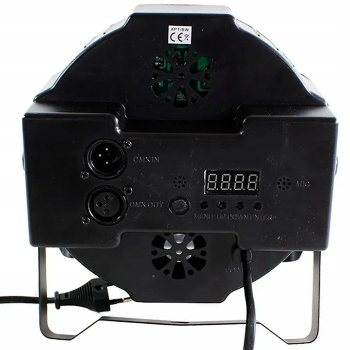 SPALVŲ KOLOROFONAS LEMPA 18LED STROBOSKOPO REFLĖKTORIUS DISKOTEKINIS VAKARĖLIUI DMX REŽIMAI