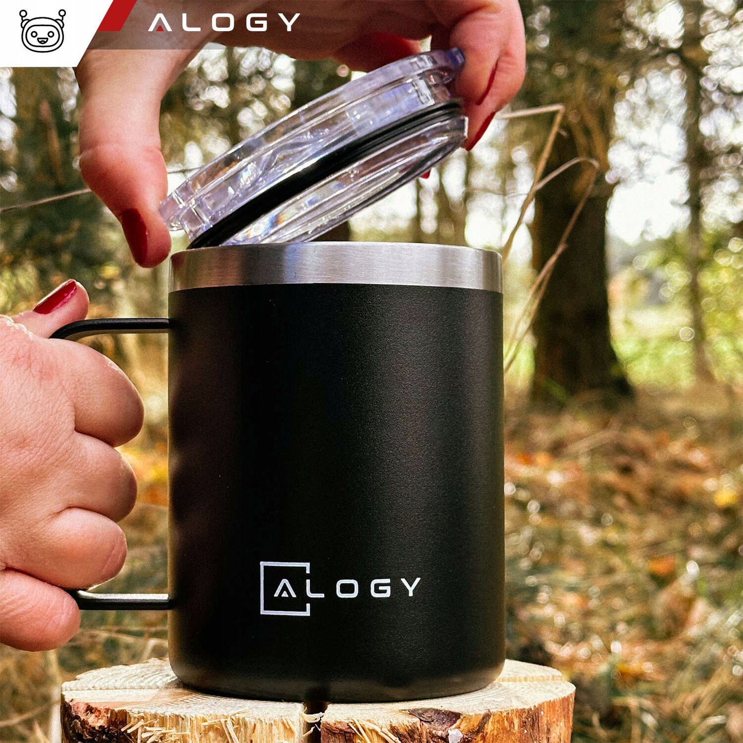 TERMO PUODELIS KAVAI IR ARBATA 420 ml SU RANKENA, SANDARUS, JUODAS