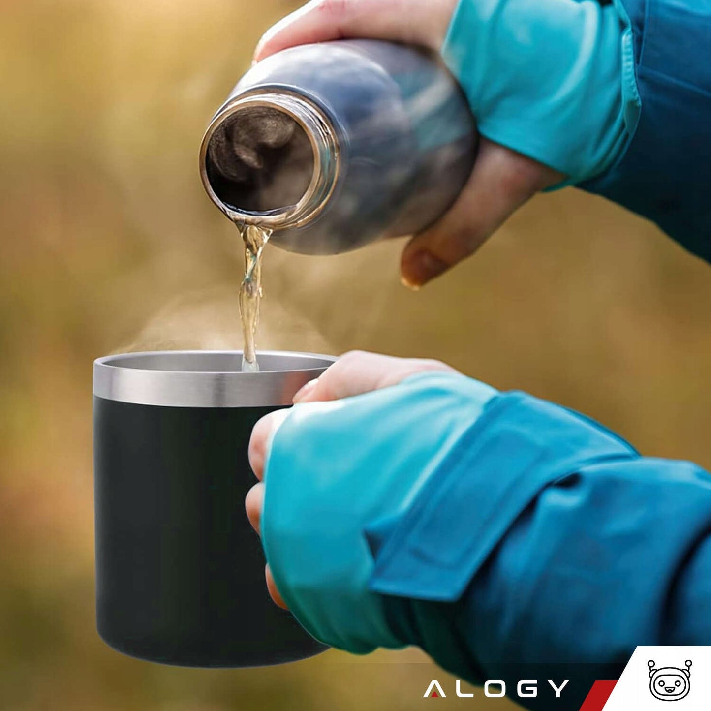 TERMO PUODELIS KAVAI IR ARBATA 420 ml SU RANKENA, SANDARUS, JUODAS