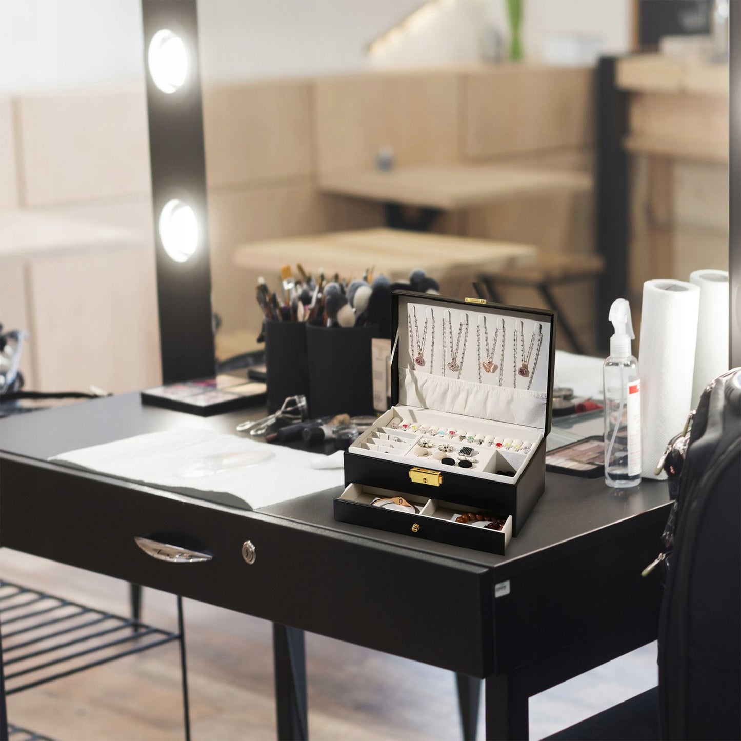 Dėžutė, skrynelė, lagaminėlis – papuošalų ir laikrodžių organizatorius XXL, su rakteliu