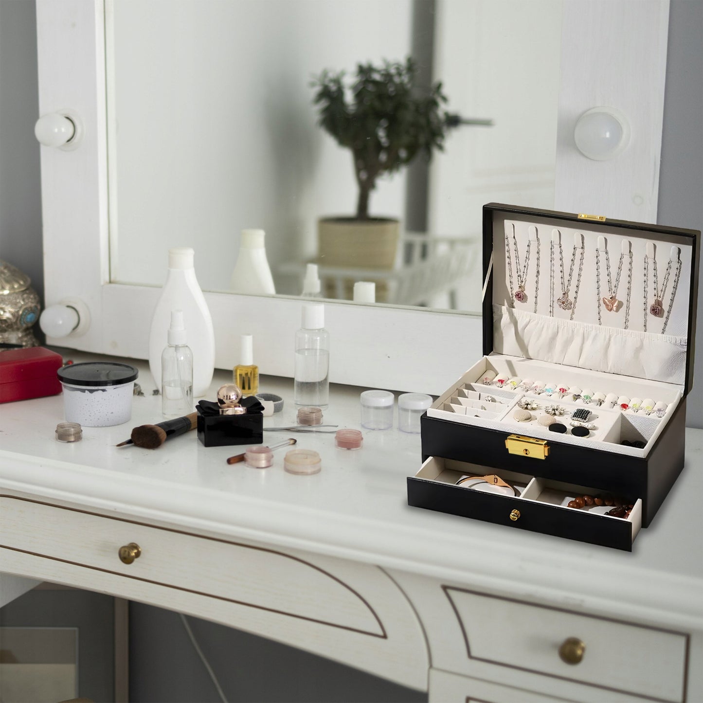 Dėžutė, skrynelė, lagaminėlis – papuošalų ir laikrodžių organizatorius XXL, su rakteliu