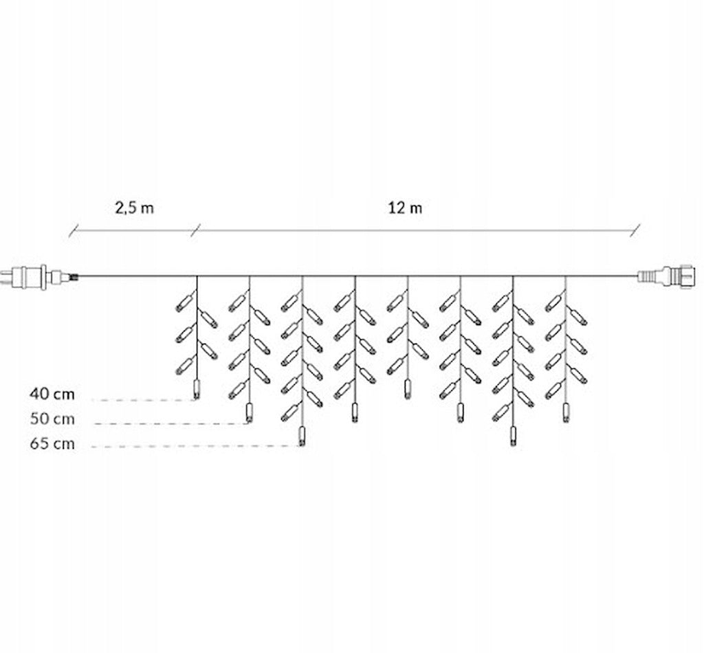 Kalėdinė lauko girlianda, lemputės, 300 LED lempučių, 12M