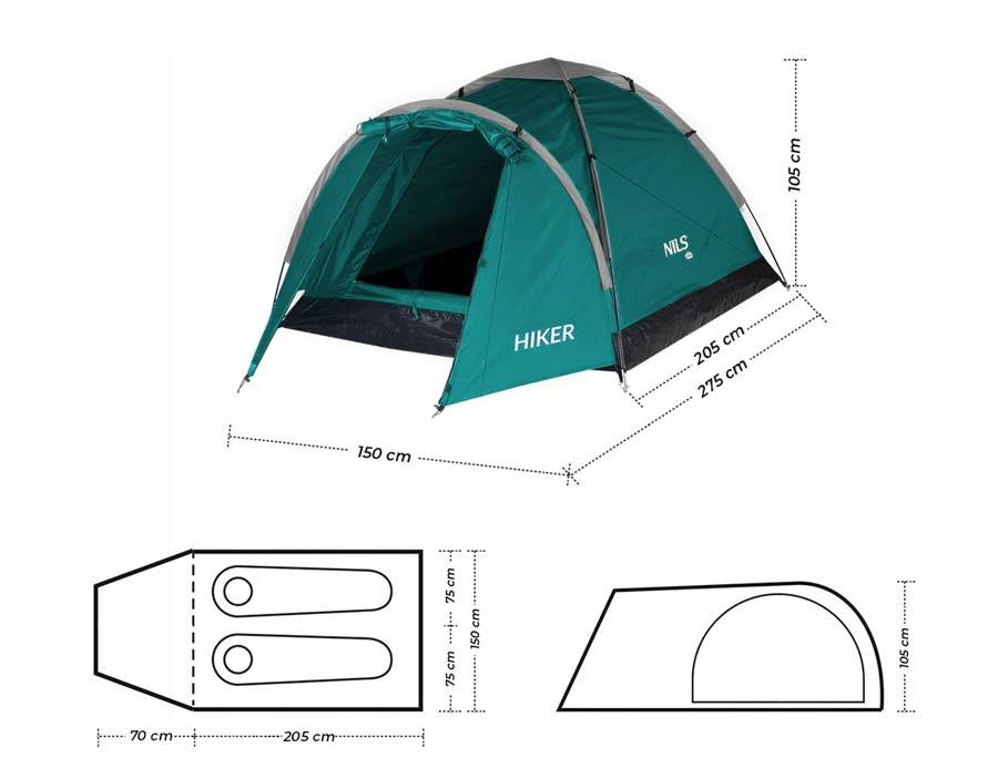 NILS CAMP Hiker 2-Žmonių Palapinė ir Kempingo Lempa