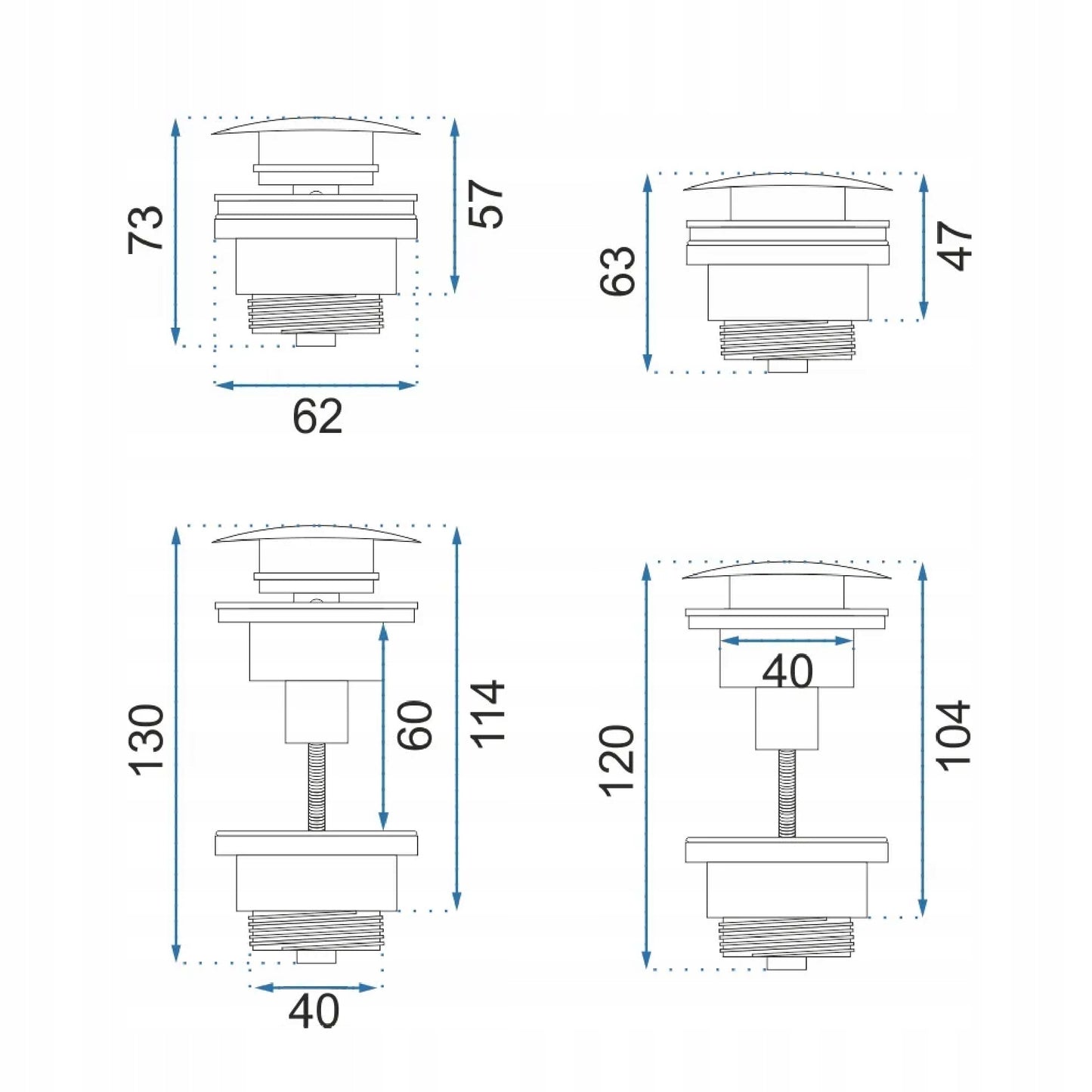 Kriauklės kamštis KLIK-KLAK Auksinis Universalus Automatinis REA