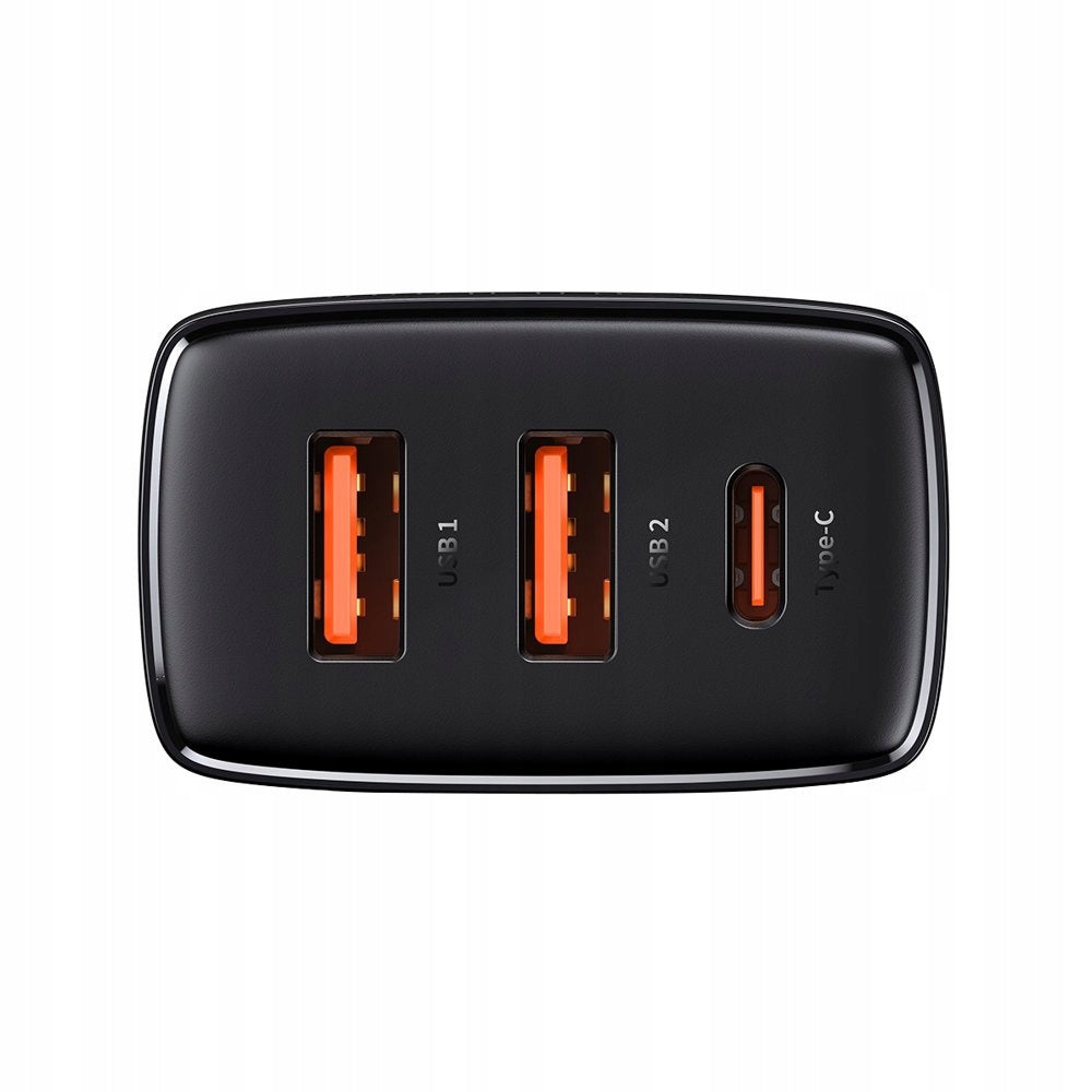 Įkroviklis BASEUS telefonui, 2x USB, USB-C, 30W, 3A PD QC + laidas USB-USB-C, 2m