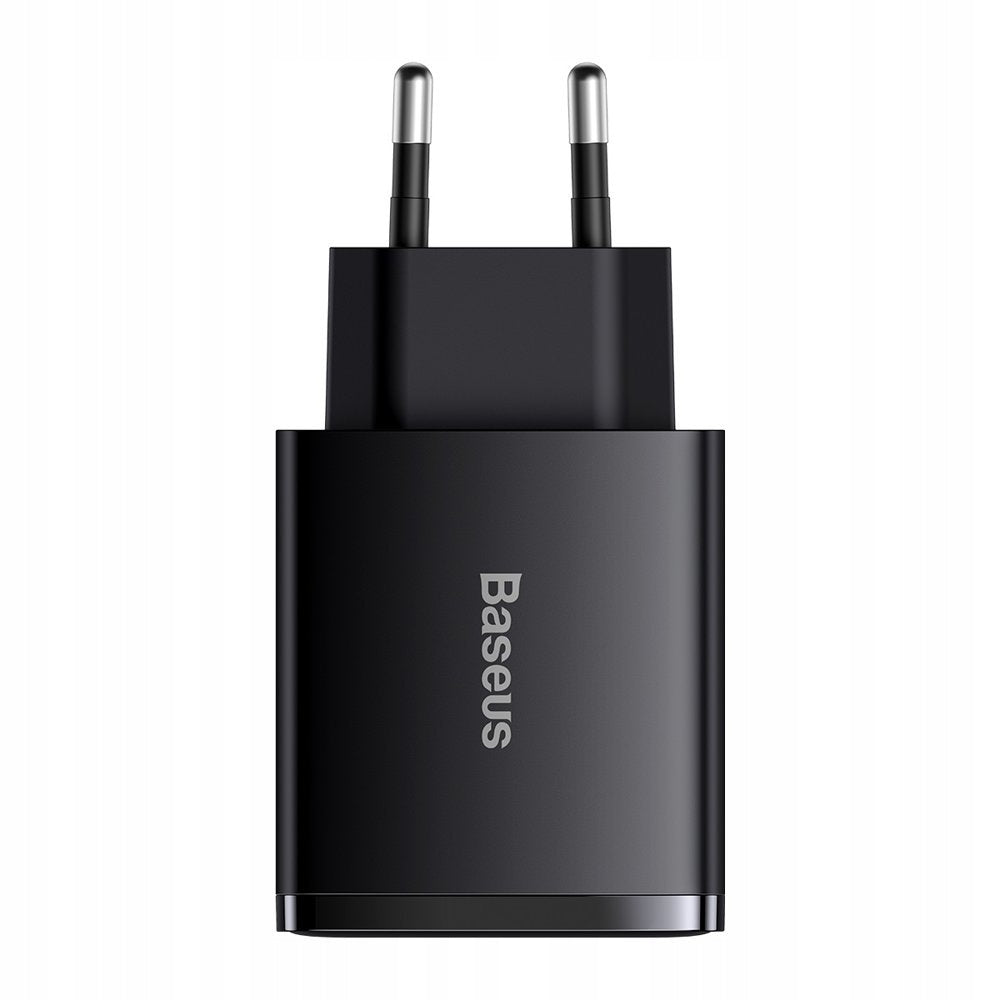 Įkroviklis BASEUS telefonui, 2x USB, USB-C, 30W, 3A PD QC + laidas USB-USB-C, 2m