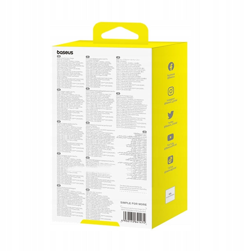 Įkroviklis BASEUS GaN 65W Greitas įkrovimas 2x USB-C USB PD3.0 QC3.0 AFC SCP