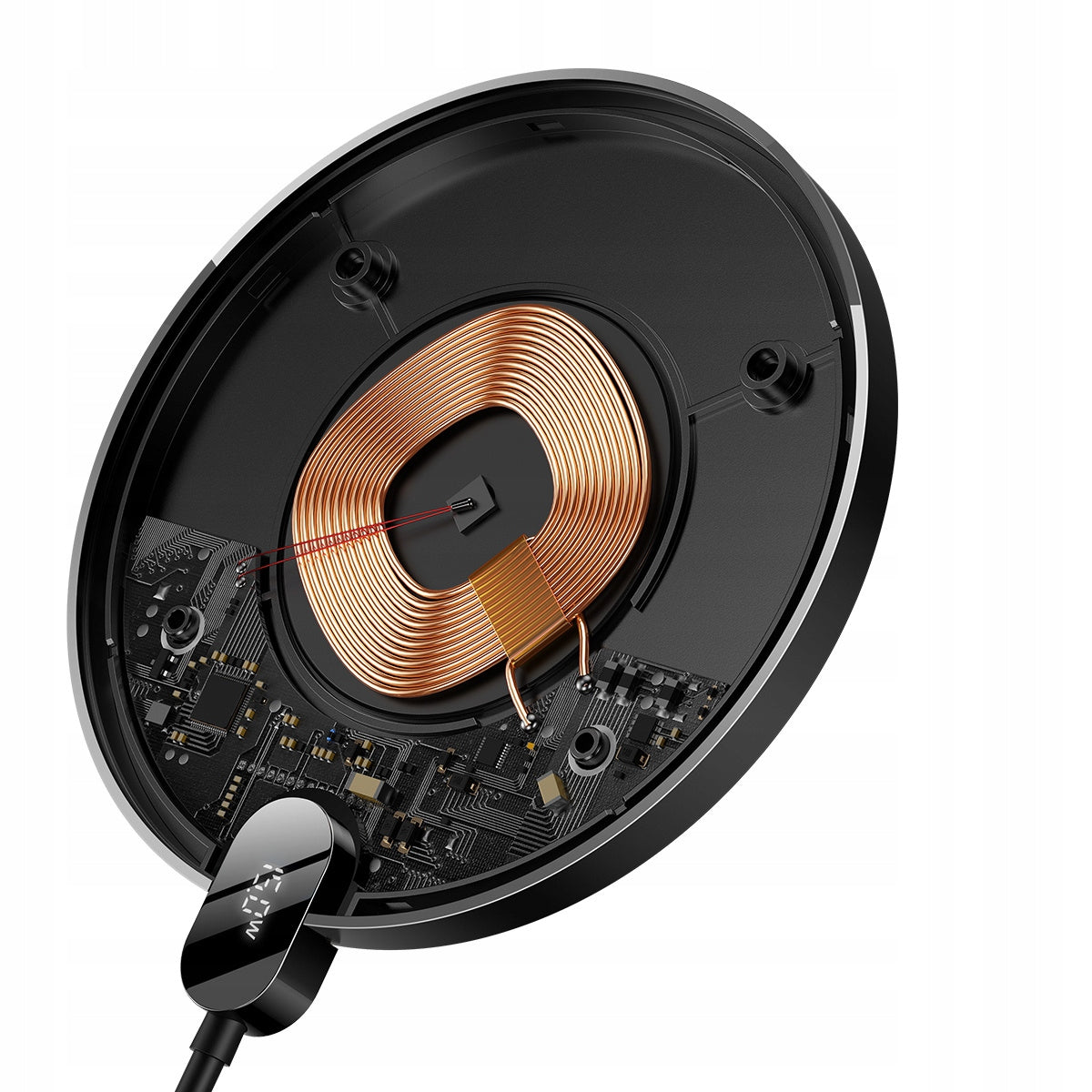 Belaidis indukcinis įkroviklis BASEUS Qi 15W, 1,5m laidas, USB C kištukas