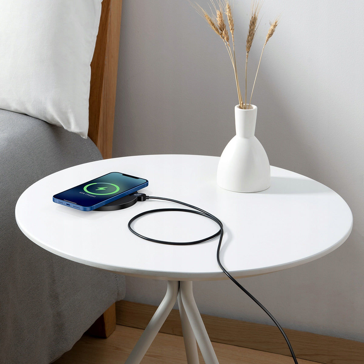 Belaidis indukcinis įkroviklis BASEUS Qi 15W, 1,5m laidas, USB C kištukas