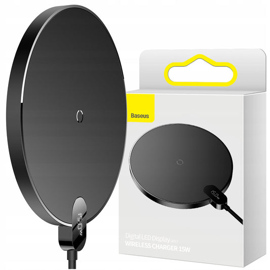 Belaidis indukcinis įkroviklis BASEUS Qi 15W, 1,5m laidas, USB C kištukas