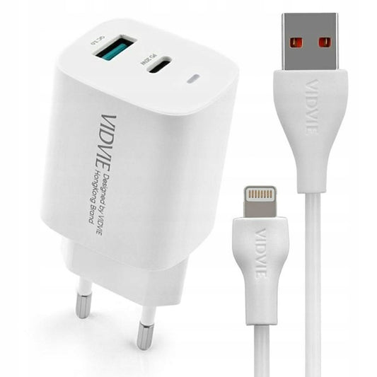 Sieninis įkroviklis iPhone 1x USB + 1x Type C + Lightning