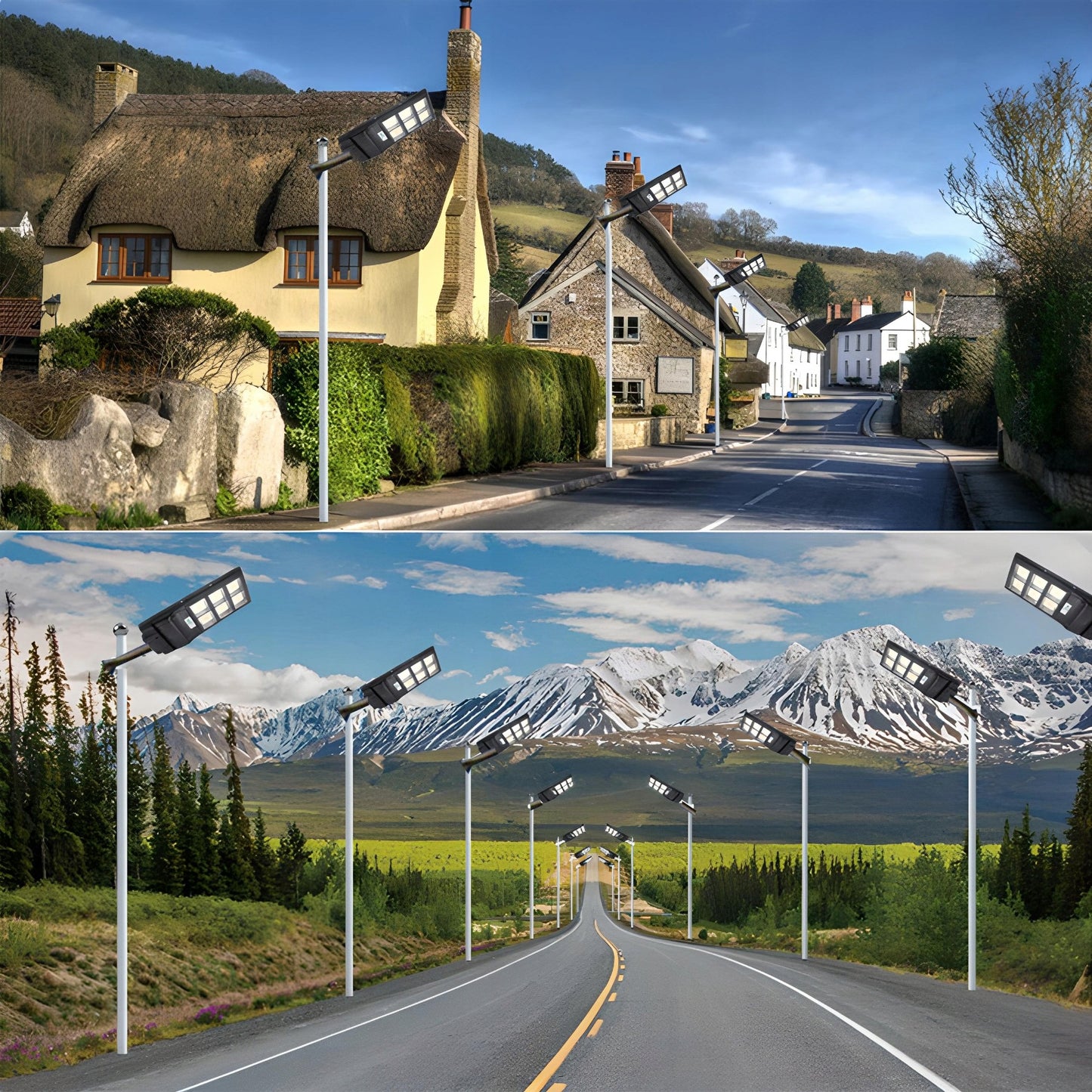 240W Gatvės LED šviestuvas, saulės energija maitinamas, su judesio ir sutemų jutikliais + XL nuotolinio valdymo pultas