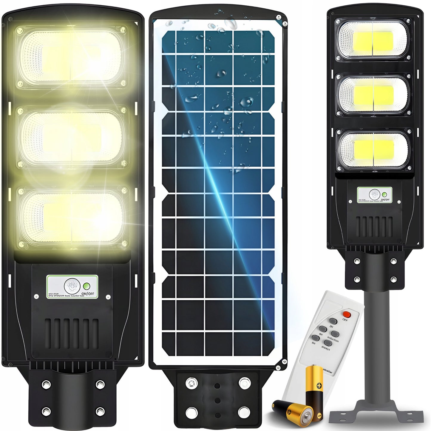 240W Gatvės LED šviestuvas, saulės energija maitinamas, su judesio ir sutemų jutikliais + XL nuotolinio valdymo pultas