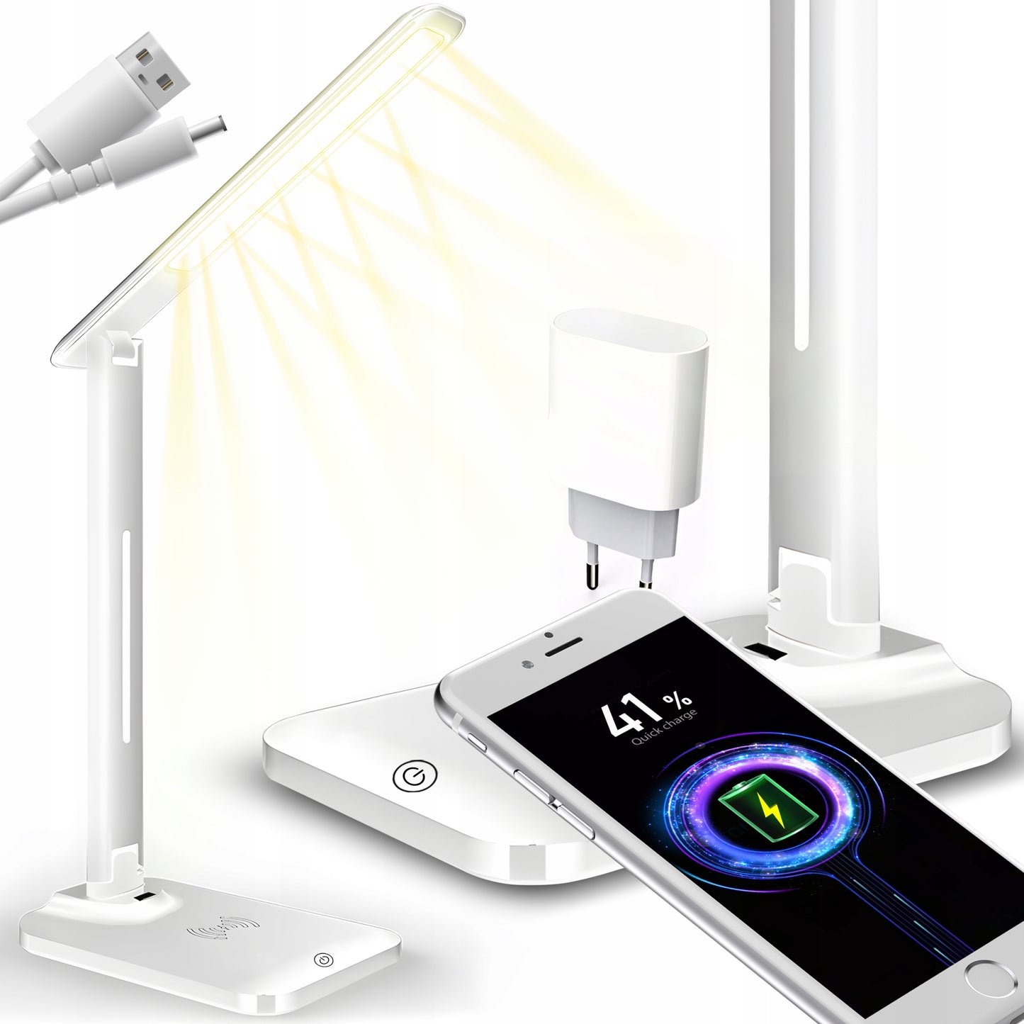 LED BRAIŽYBOS STALINĖ lempa, mokyklinė, naktinė ant rašomojo stalo + INDUKCINIS KROVIKLIS