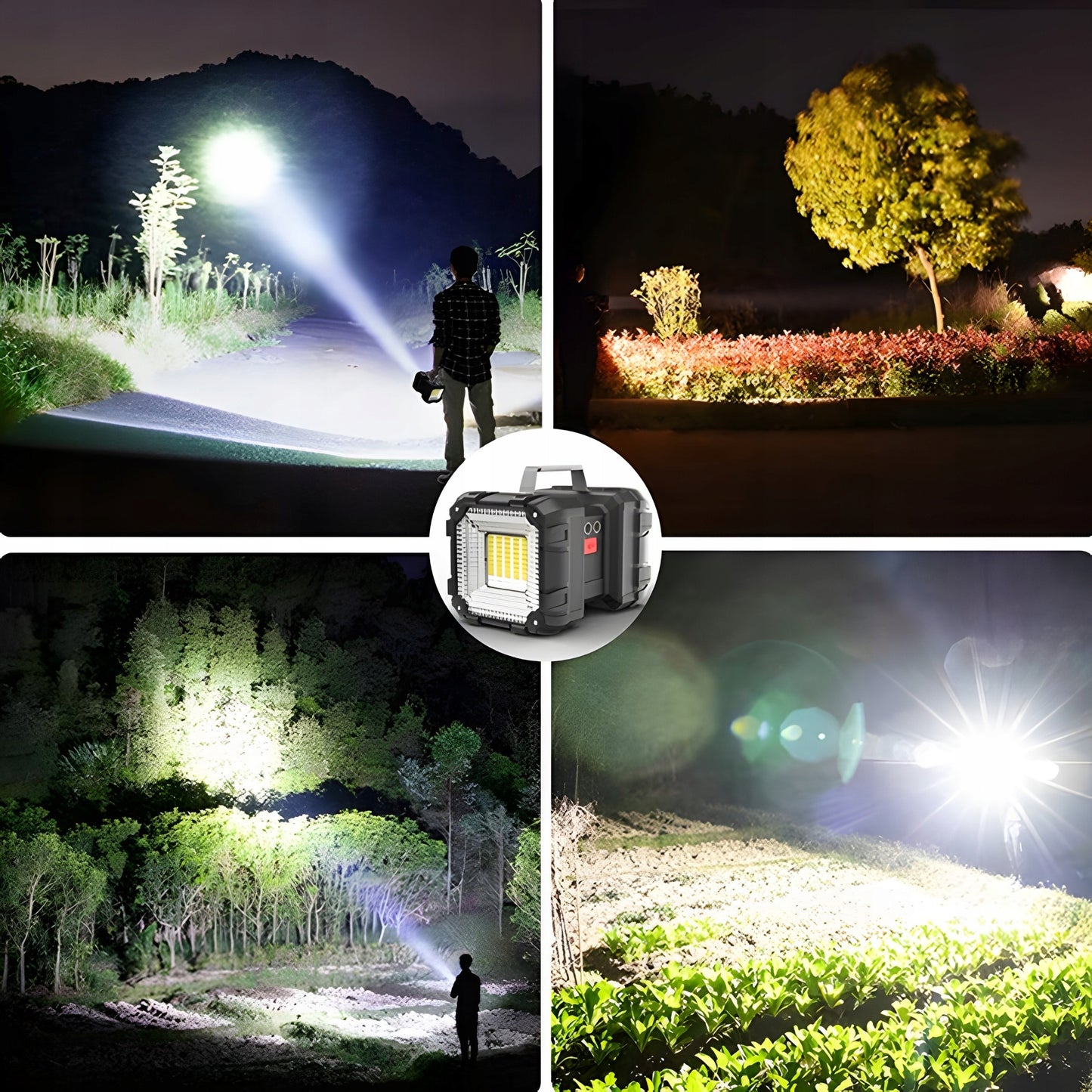 Taktinis LED prožektorius, galingas, įkraunamas per USB, 1000lm, 40W