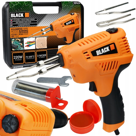 Transformatorinis lituoklis 220W BLACK dėklas LED alavas BLACK TOOLS POLSKA