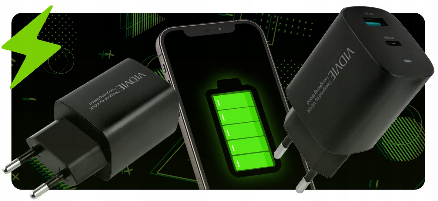 USB C Įkroviklis (USB C Tipo, USB-A, Tinklinis, Greitas) + C Tipo Kabelis