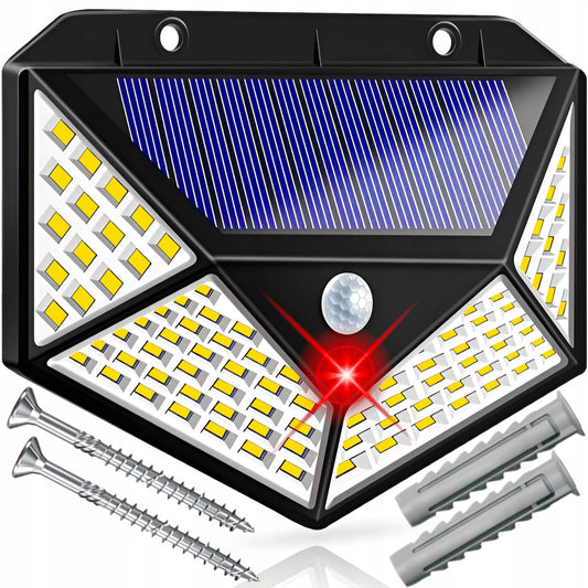 Lauko šviestuvas su saulės baterija ir judesio jutikliu 100 LED