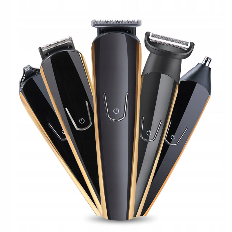 Kirpimo mašinėlė, trimeris, skustuvas - rinkinys barzdai, plaukams, nosiai, antakiams kirpti, su antgaliais