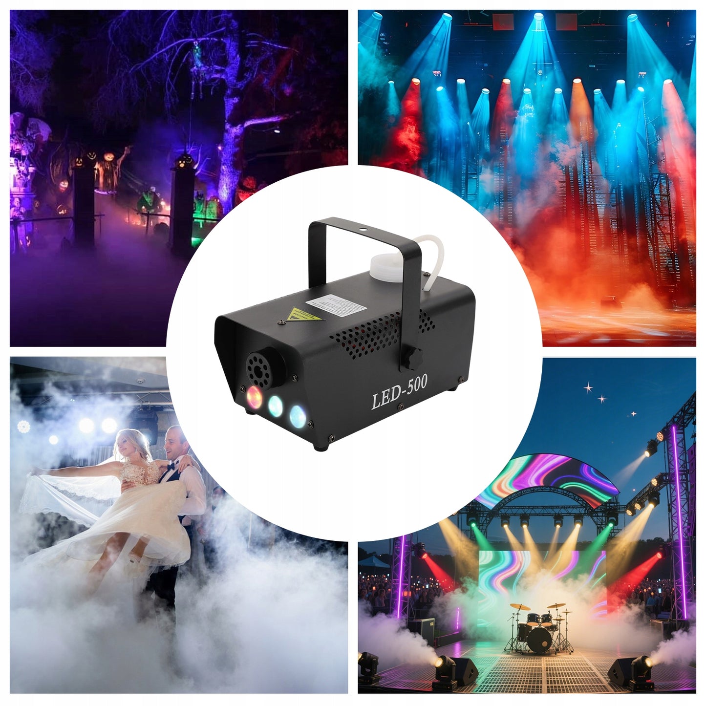 LED rūko mašina, 500 W, purškiamoji dūmų mašina RGB