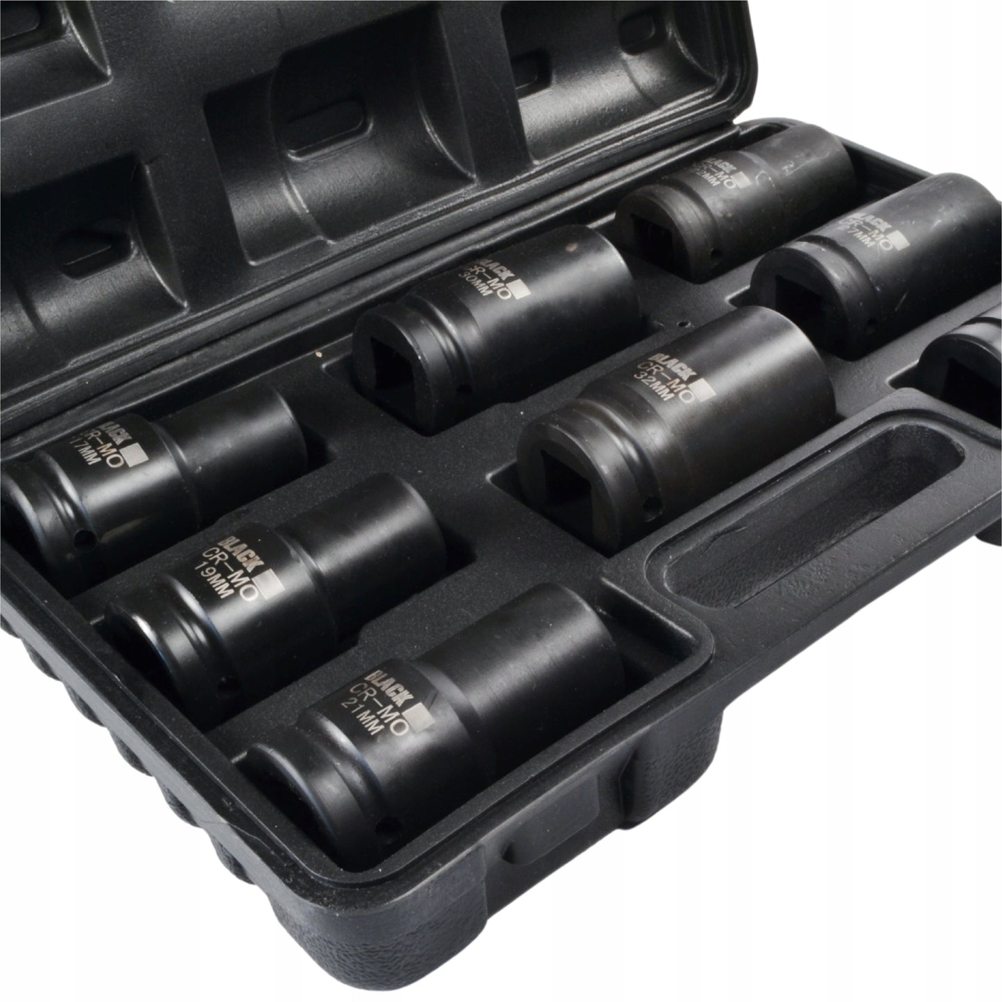 Smūginės terklinės galvutės, smūginių terklinės galvučių rinkinys 3/4" 17,19,21,22,24,27,30,32 BLACK