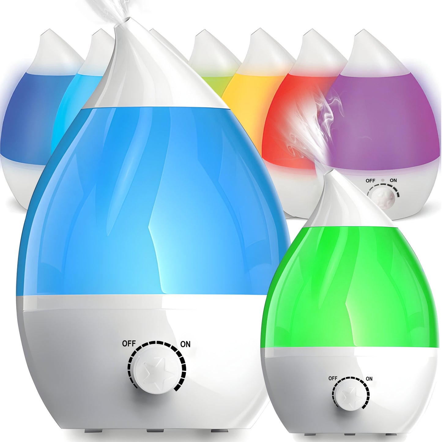 Tylus oro drėkintuvas, difuzorius, LED lemputė su 7 spalvomis, 25W, jonizatorius, 2.6L