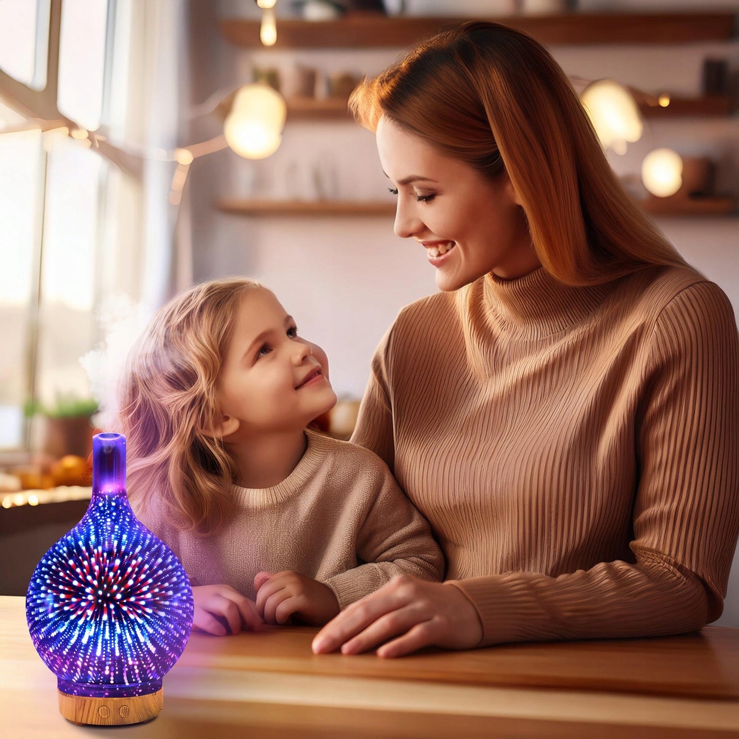 Oro drėkintuvas, kvapų difuzorius, aromaterapija, jonizatorius, naktinė lemputė