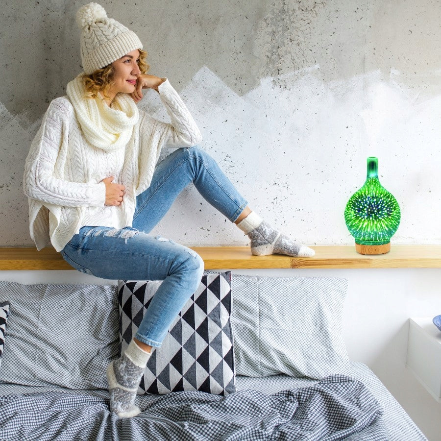 Oro drėkintuvas, kvapų difuzorius, aromaterapija, jonizatorius, naktinė lemputė