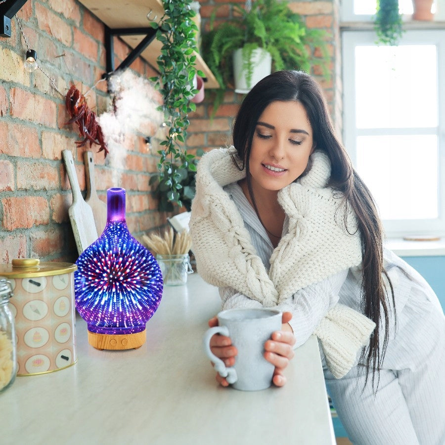 Oro drėkintuvas, kvapų difuzorius, aromaterapija, jonizatorius, naktinė lemputė