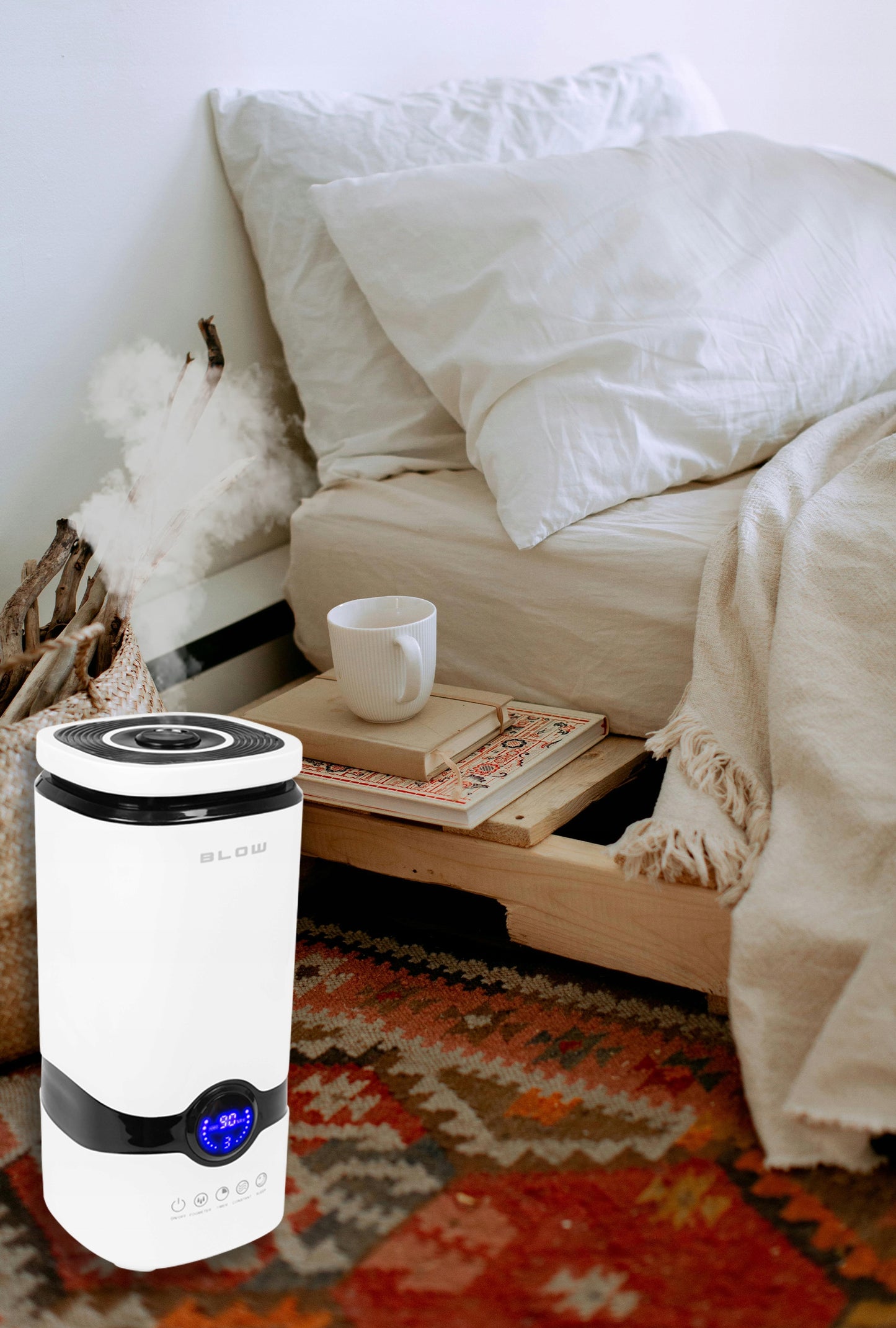 Oro drėkintuvas-difuzorius, 4L, su higrometru, laikmačiu, termometru ir pulteliu