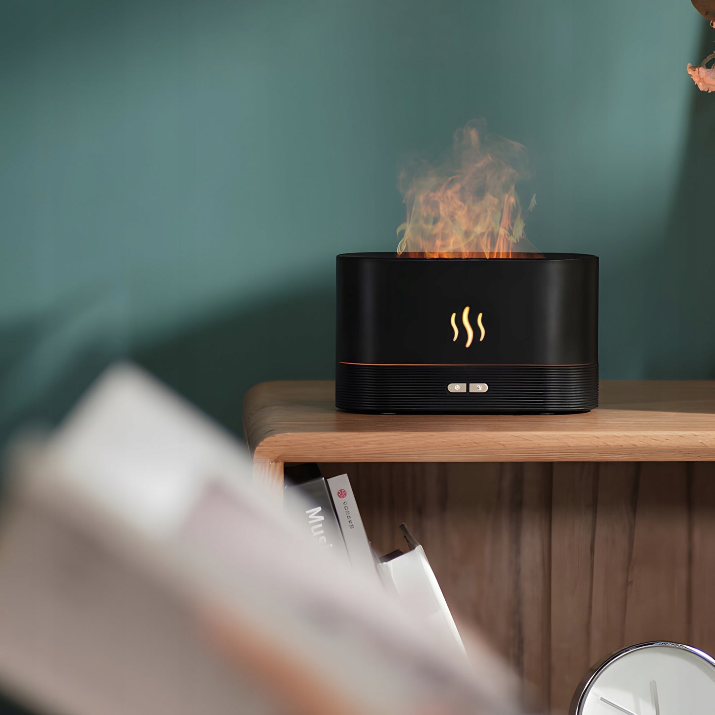 Oro drėkintuvas židinio imitacijos difuzorius aromaterapijai su LED ugnies efekto lempute