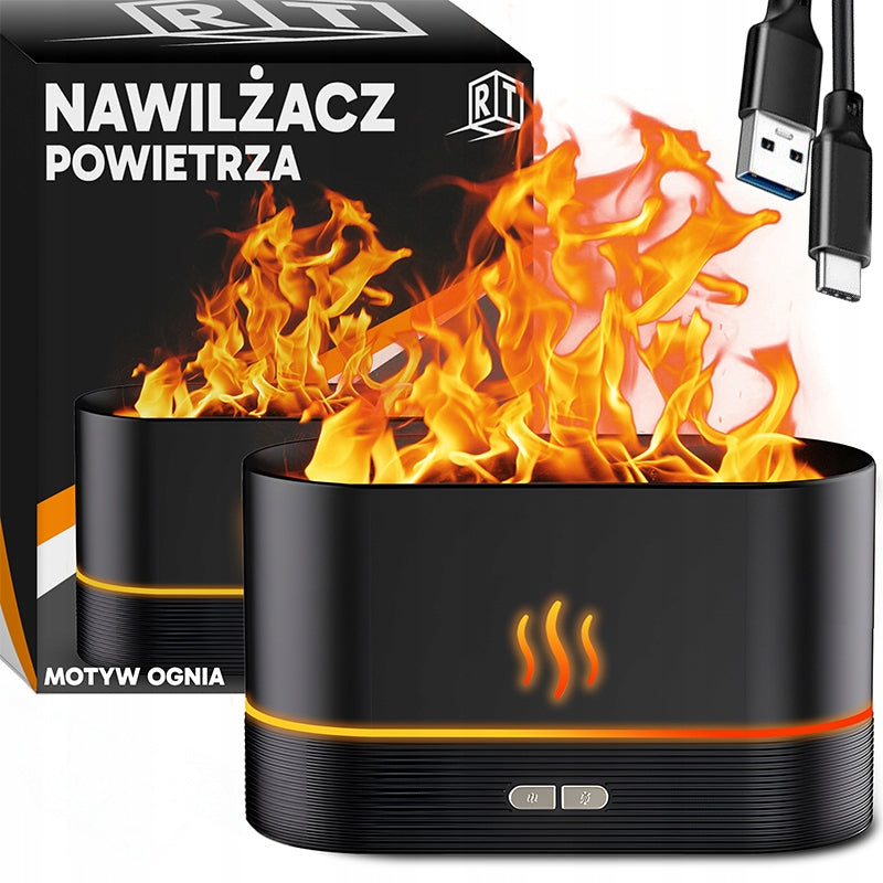 Oro drėkintuvas židinio imitacijos difuzorius aromaterapijai su LED ugnies efekto lempute