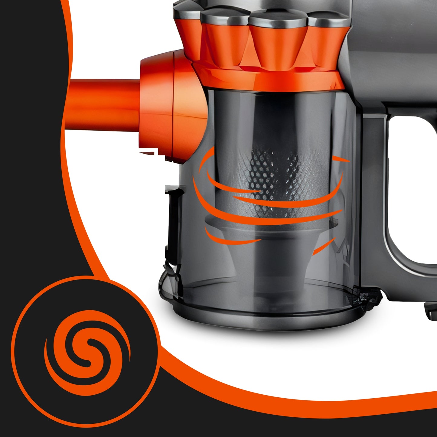 Vertikalus rankinis cikloninis dulkių siurblys be maišelio, galingas 650W, 5in1, patogus, 5m