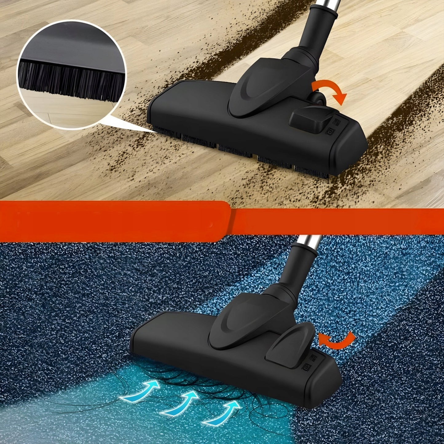 Vertikalus rankinis cikloninis dulkių siurblys be maišelio, galingas 650W, 5in1, patogus, 5m