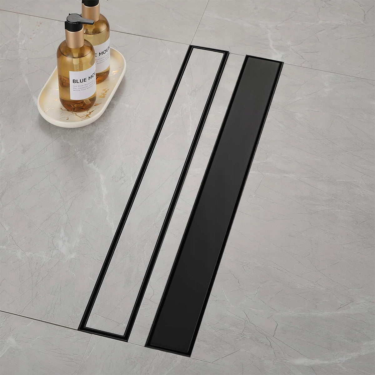 Linijinis nutekimas NEOX 80 cm matinė juoda REA