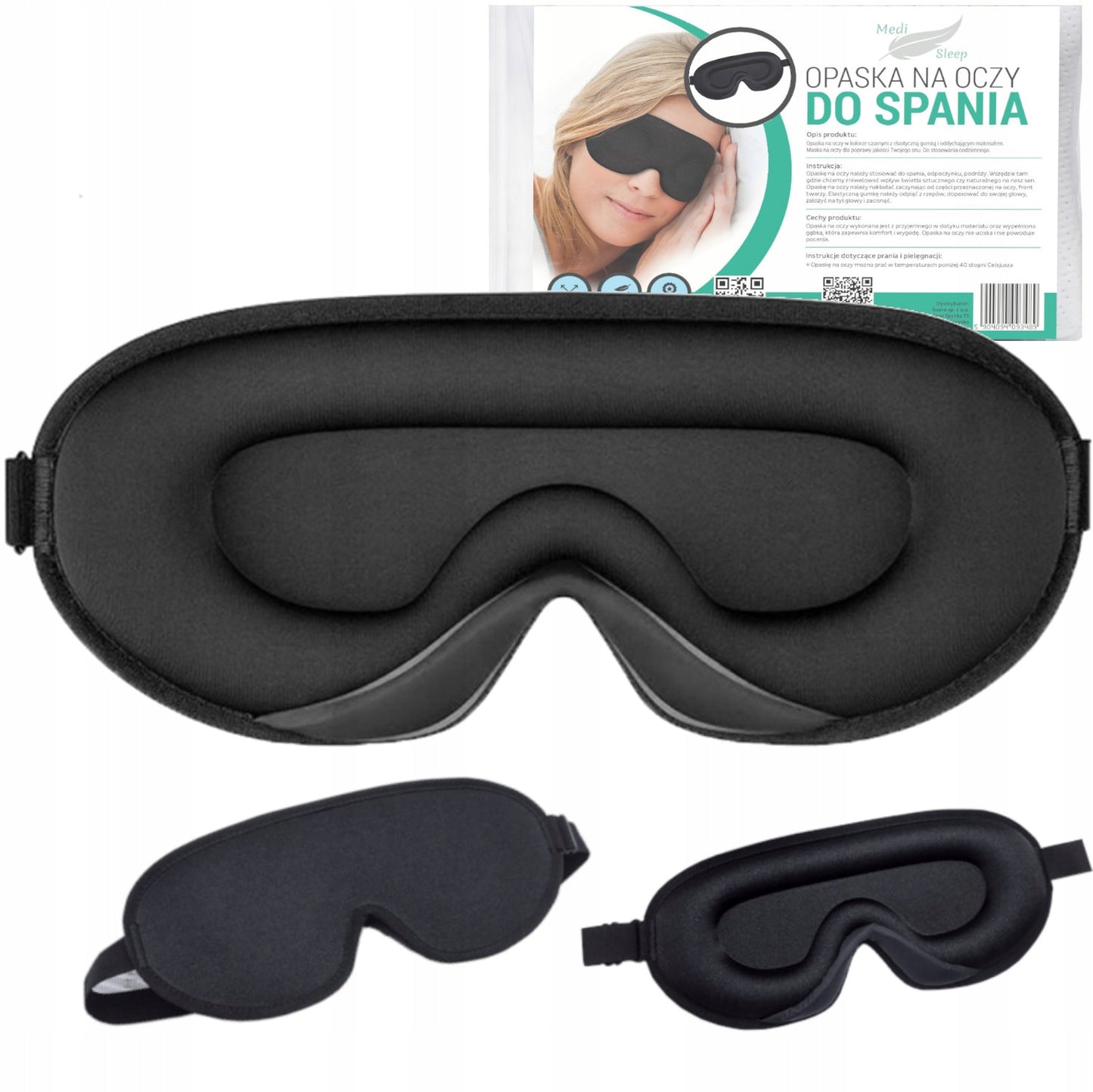 3D miego kaukė, užtemdanti 99% šviesos, reguliuojama