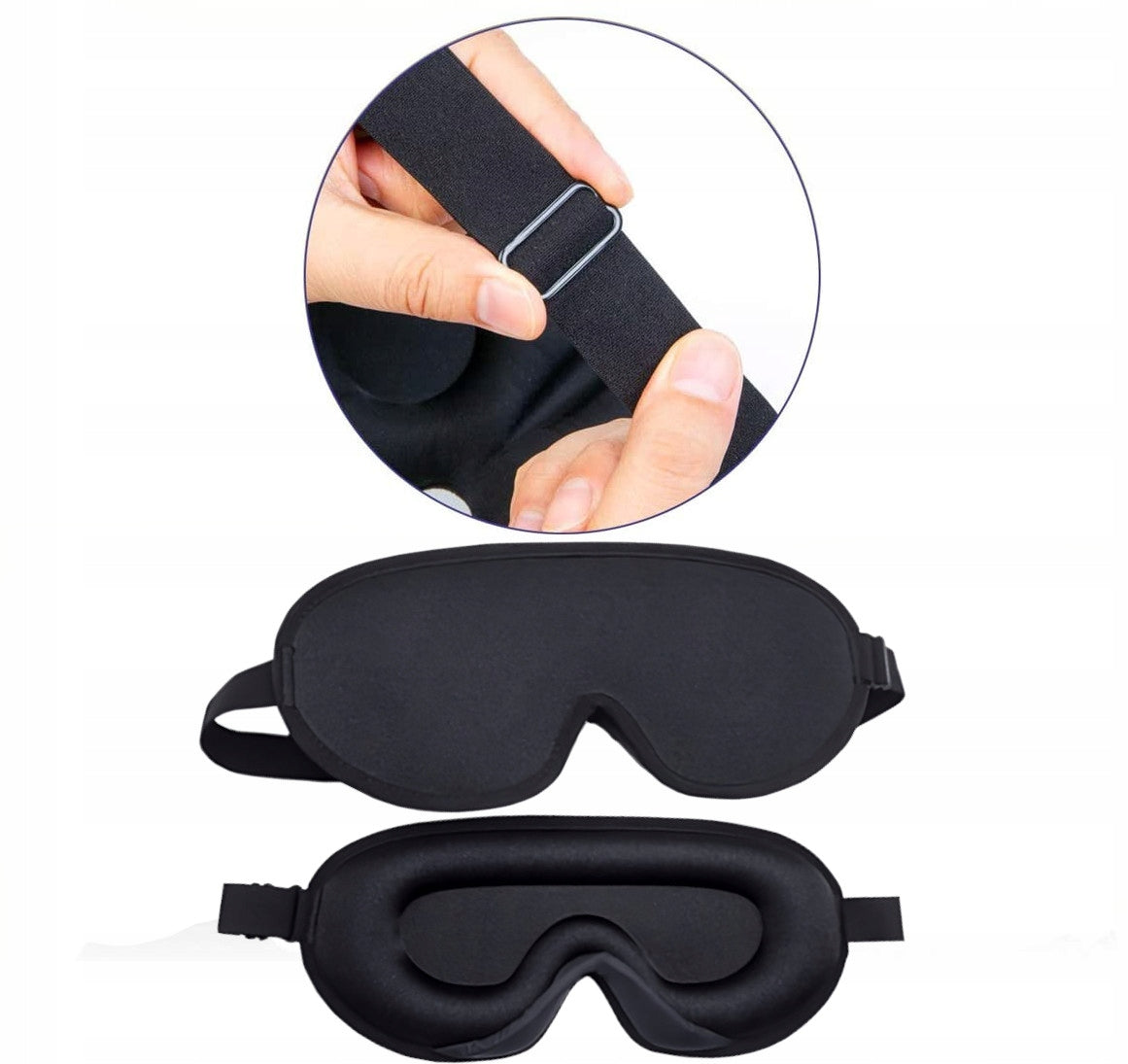 3D miego kaukė, užtemdanti 99% šviesos, reguliuojama