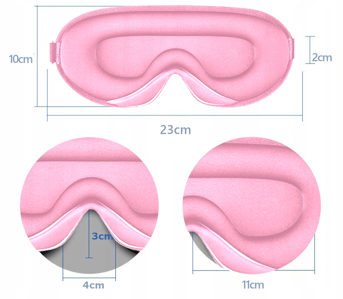 3D miego kaukė, tamsinanti, reguliuojama, aukščiausios kokybės