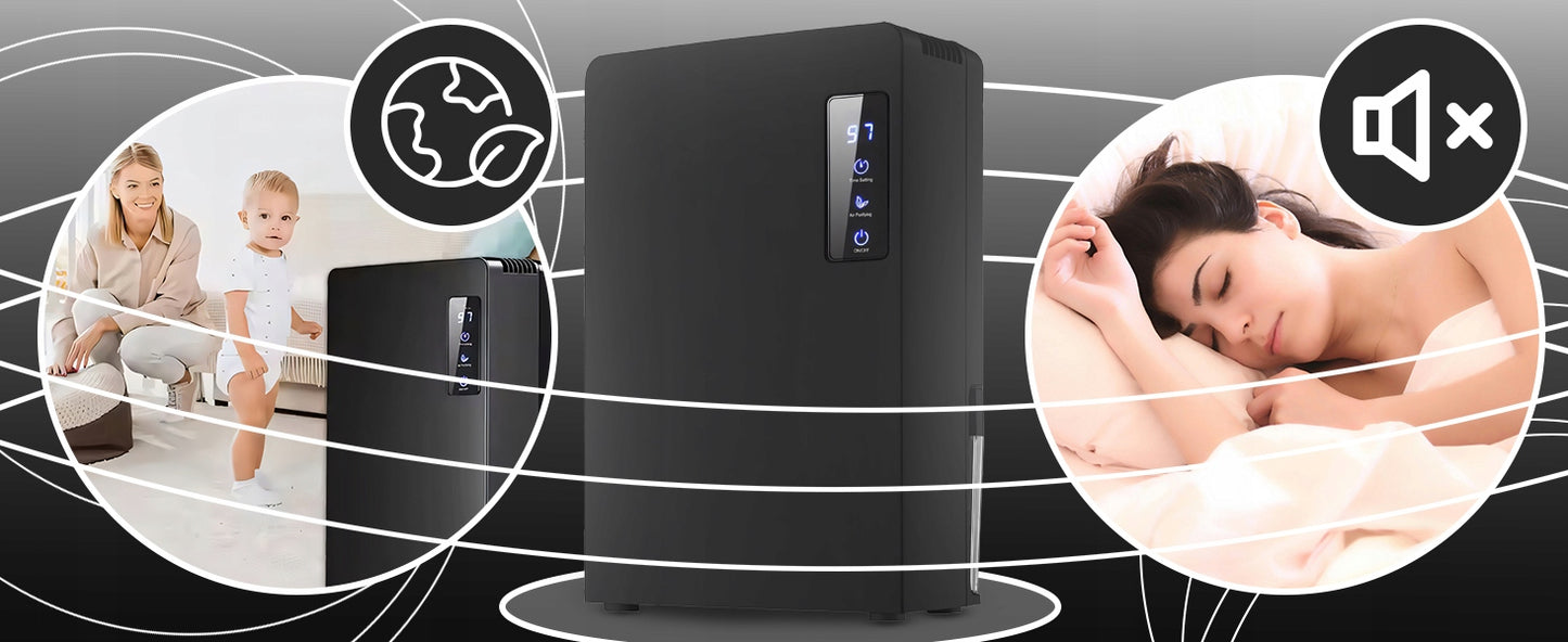 Oro sausintuvas 2200ml Tylus, Efektyvus Drėgmės Sugerėjas Laikmatis LCD LED