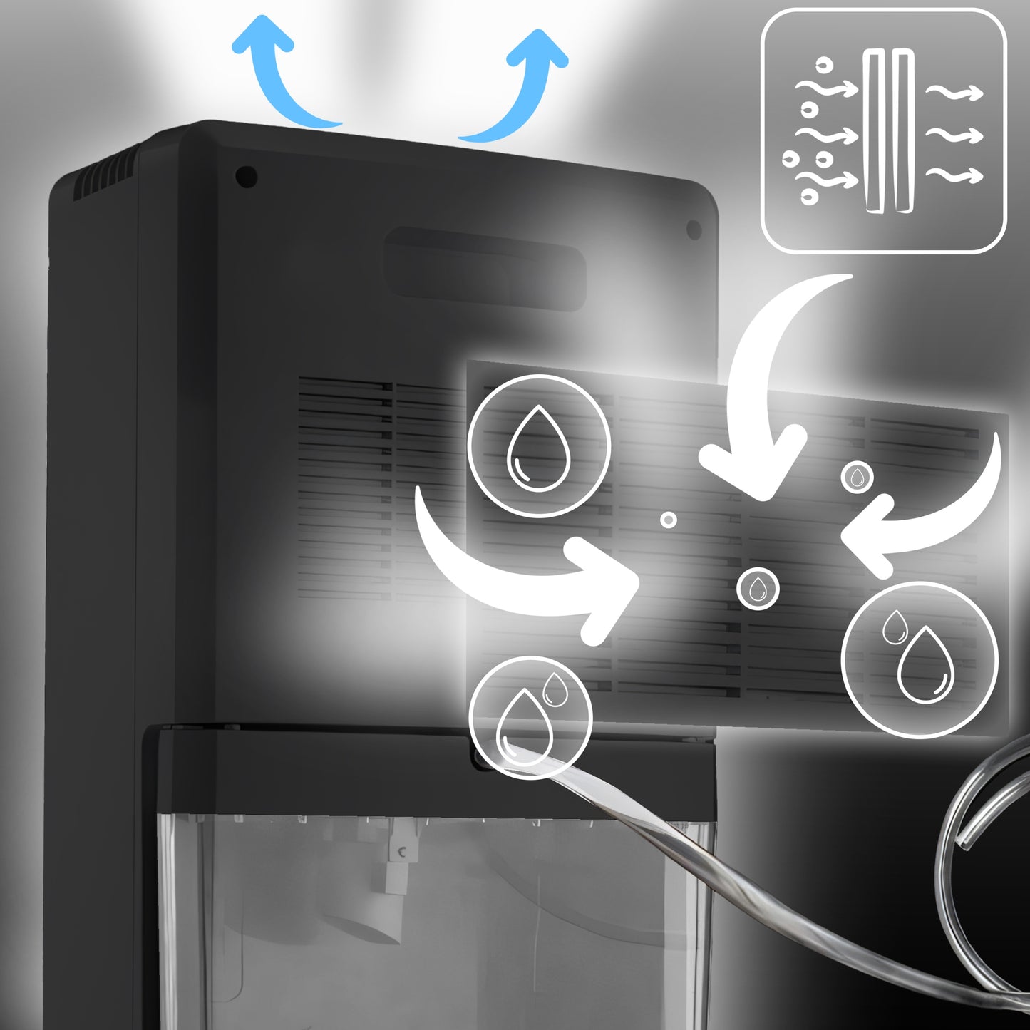 Oro sausintuvas 2200ml Tylus, Efektyvus Drėgmės Sugerėjas Laikmatis LCD LED