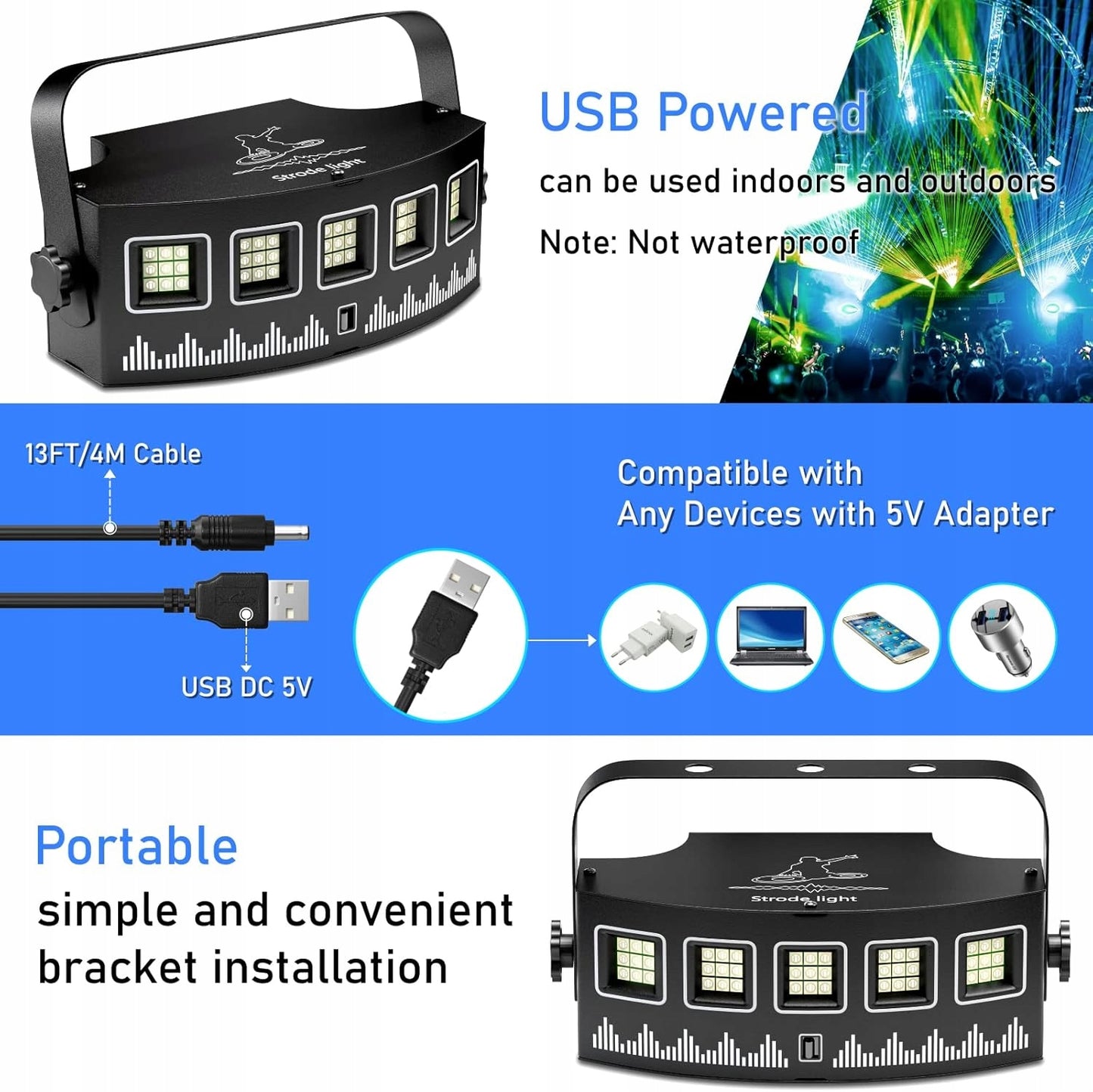 Spalvotas diskotekos apšvietimas 128 RGBW vakarėlio prožektorius, 2 vnt. rinkinys
