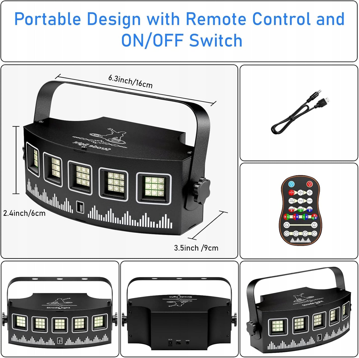 Spalvotas diskotekos apšvietimas 128 RGBW vakarėlio prožektorius, 2 vnt. rinkinys